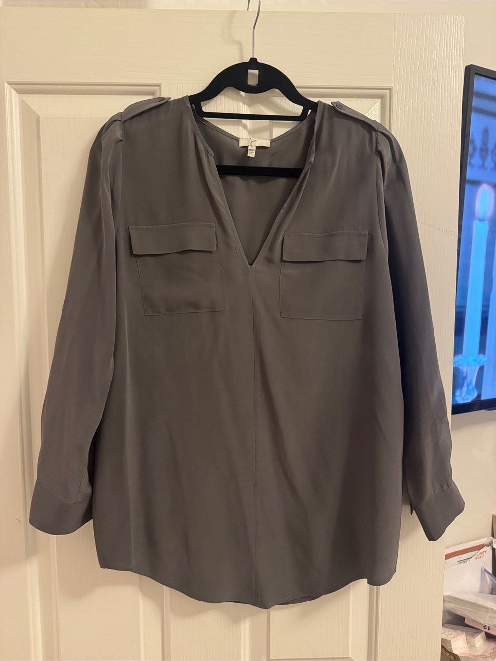 Joie Slate Gray V-Neck Long Sleeve Tunic